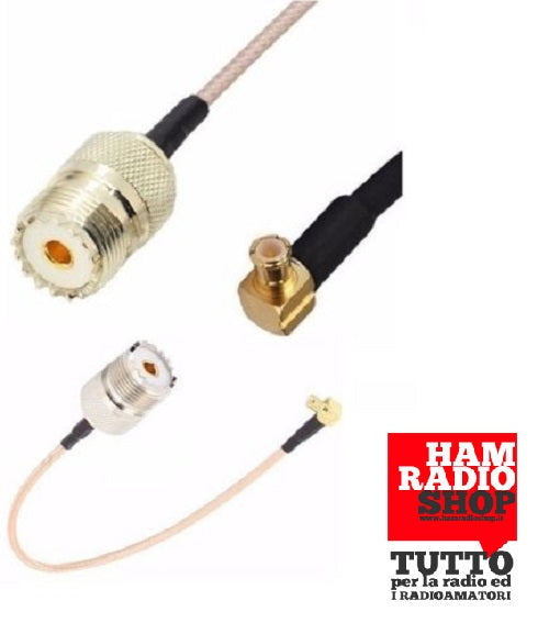 Cavetto adattatore da Maschio MCX a Femmina UHF SO239 lungo 20 cm. RG-316 teflon