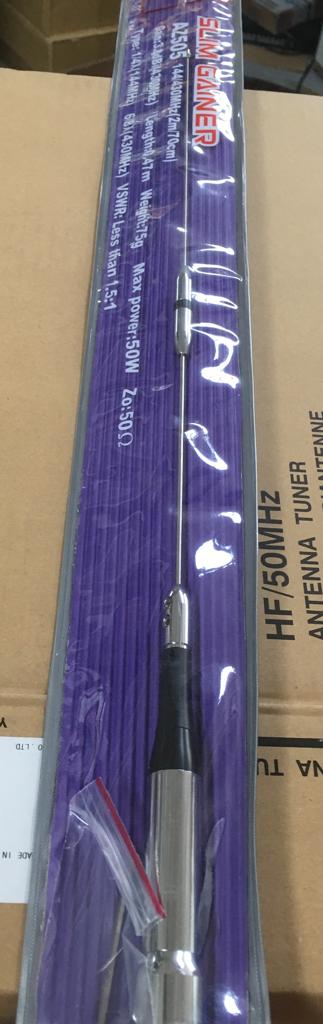 SLIM GAINER AZ-505 antenna veicolare cromata bibanda V/U attacco PL