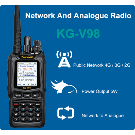 KG-V98 LTE real PTT Ricetrasmettitore TRIBANDA VHF/UHF analogica + 4 G LTE