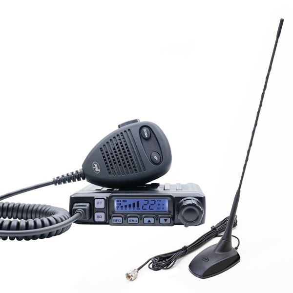 CB PNI Escort HP 7120 ASQ radio station, RF Gain, 4W, 12V and CB PNI Extra 48 antenna with magnet included, 45cm, SWR 1.0