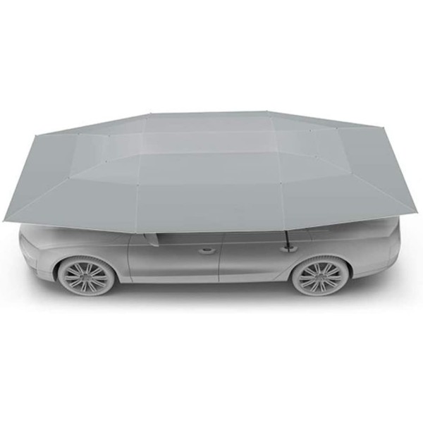 Ombrello per auto PNI SilverShade One, con avviamento a distanza,  4600x2300mm, impermeabile, anti UV, batteria integrata, grigio