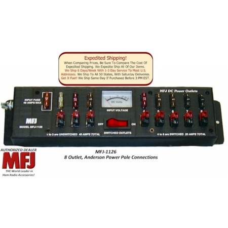 MFJ-1126 – Stromschiene mit 8 PowerPole-Buchsen