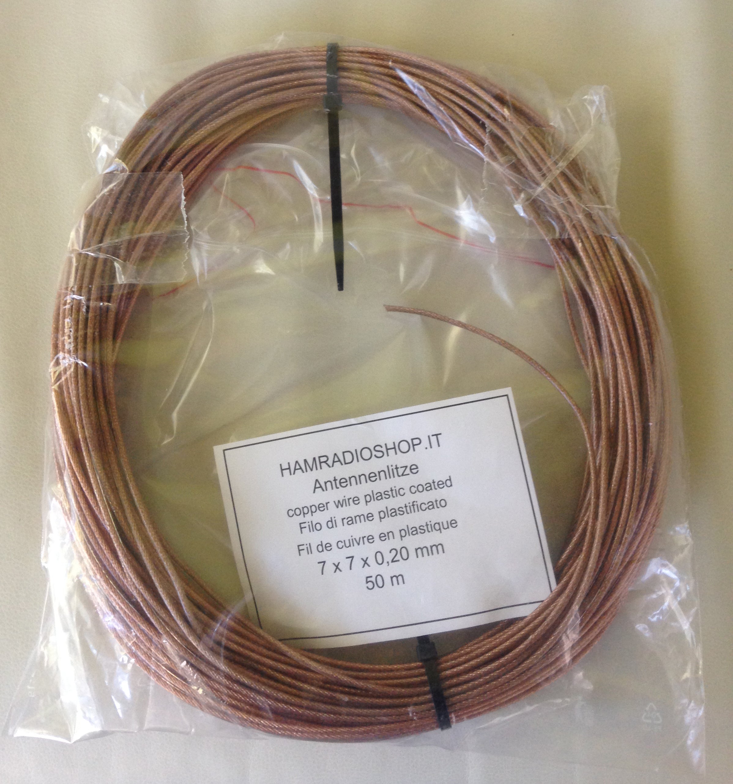 Trecciola in rame plastificato Ã˜ 2 mm per antenne filari e dipoli - Bobina 50m