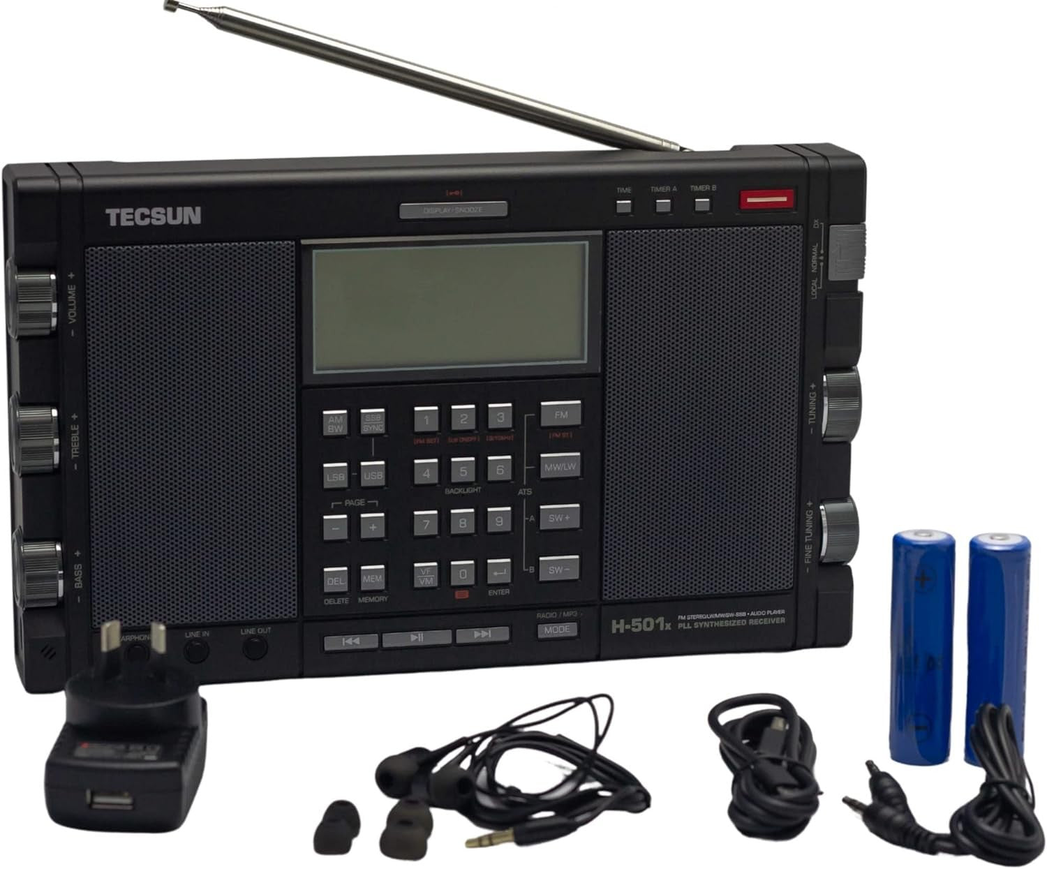 TECSUN H-501X Ricevitore 0,1-30MHz ALL MODE SSB /FM/AM DSP Stereo player