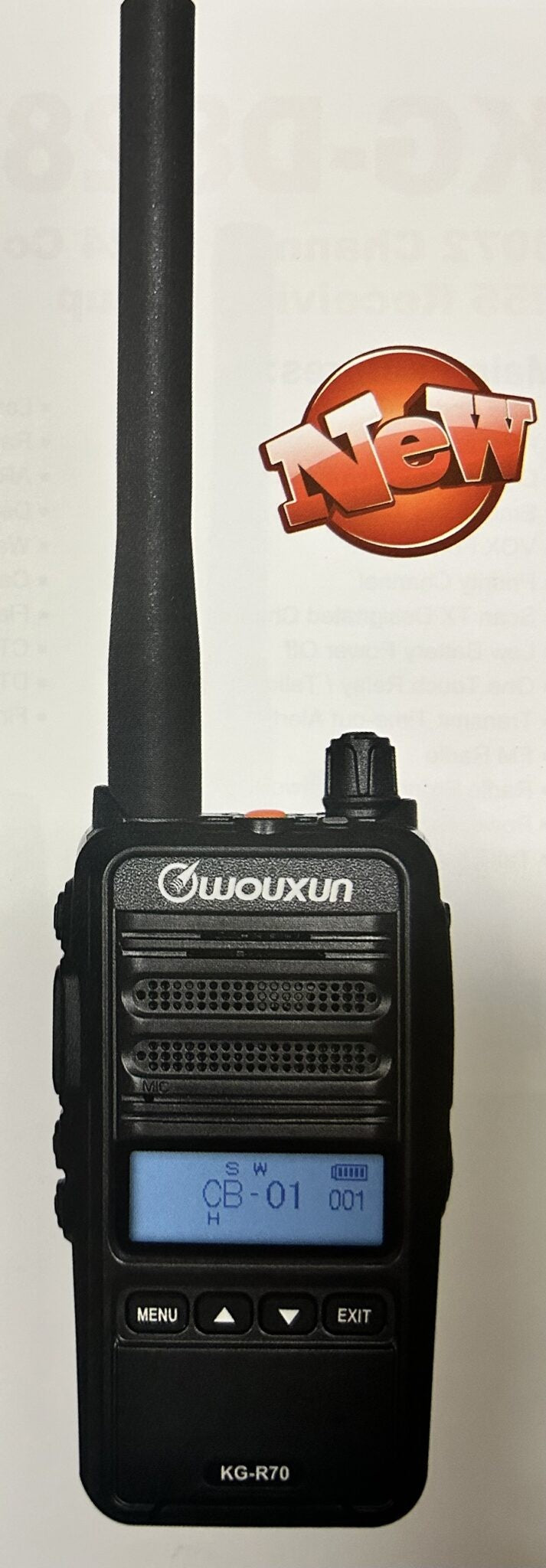 Wouxun KG-R70 Ricetrasmettitore palmare C.B. AM/FM 4 Watts