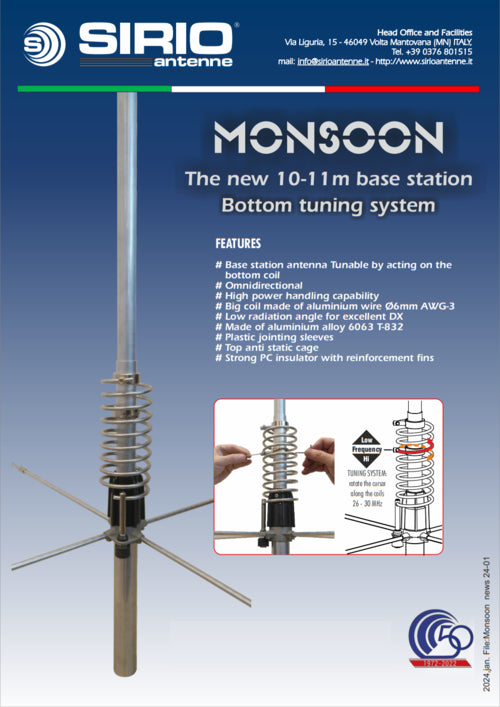 Sirio MONSOON, Antenna verticale 5/8 con taratura alla base