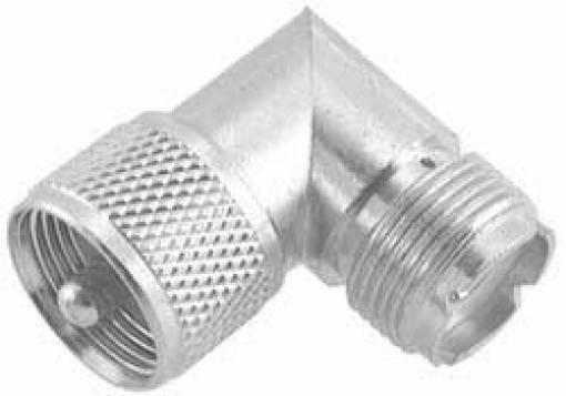 ADATTATORE DA MASCHIO UHF  a femmina UHF, a 90 gradi