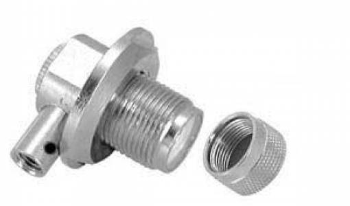 Connettore femmina UHF (SO-239) a 90Â°, a vite, con cappuccio per RG-58U