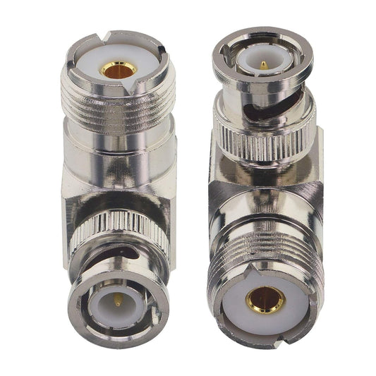 HRS BNC-M/SO239 90° Adattatore coassiale da BNC maschio a Femmina UHF SO239 angolare