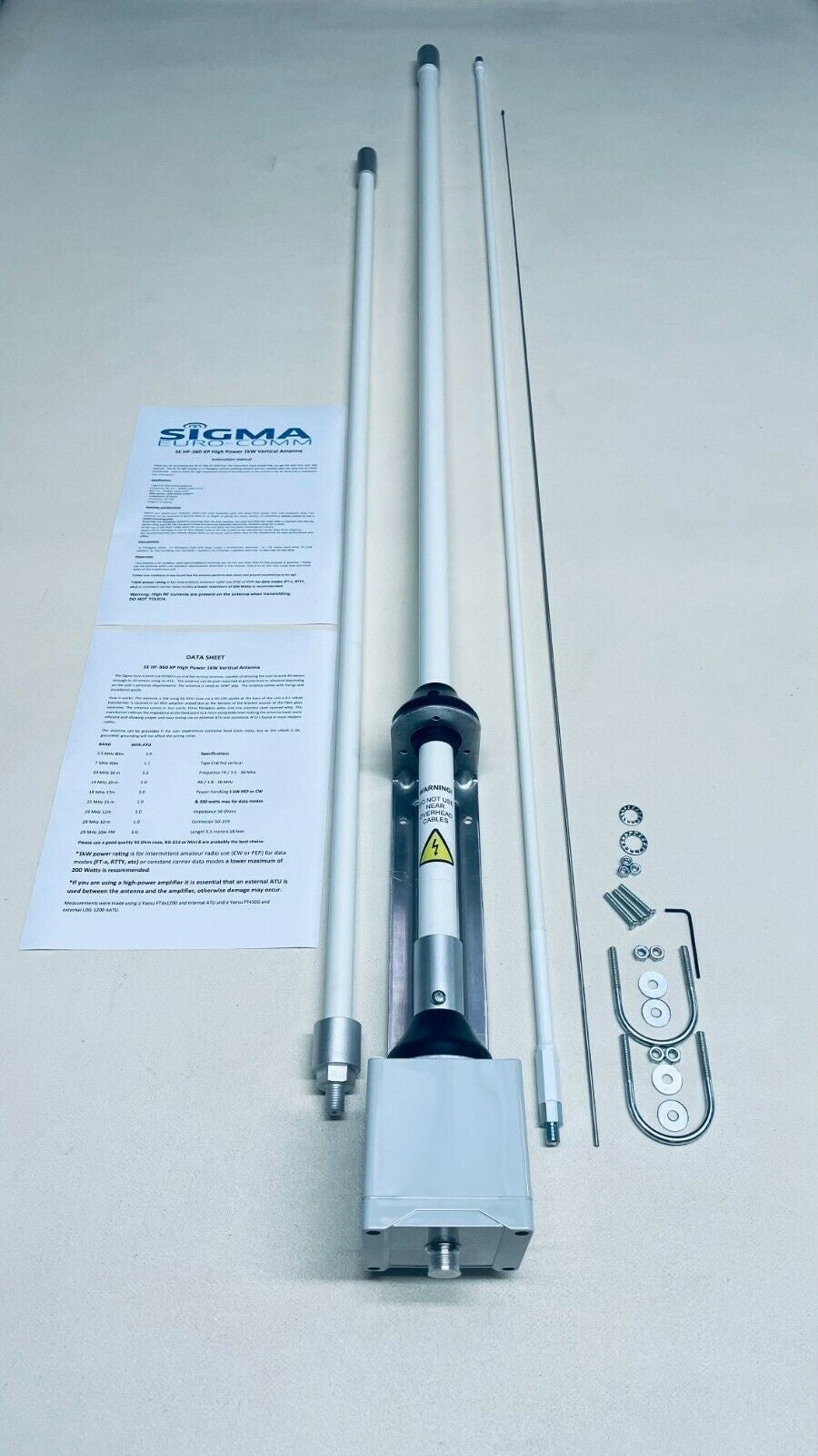 Sigma HF-360 XP Alta Potenza 1kW Fibra Vetro Antenna Verticale 80 A 10 Metri