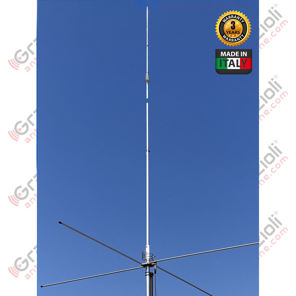 Grazioli FE62V Antenna verticale VHF 50 a 54 MHz, 2×5/8 d'onda, 2 kW, 8,12 m