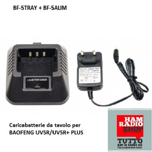 BF-5TRAY + BF-5ALIM - Caricabatterie da tavolo per BAOFENG UV5R/UV5R+ PLUS