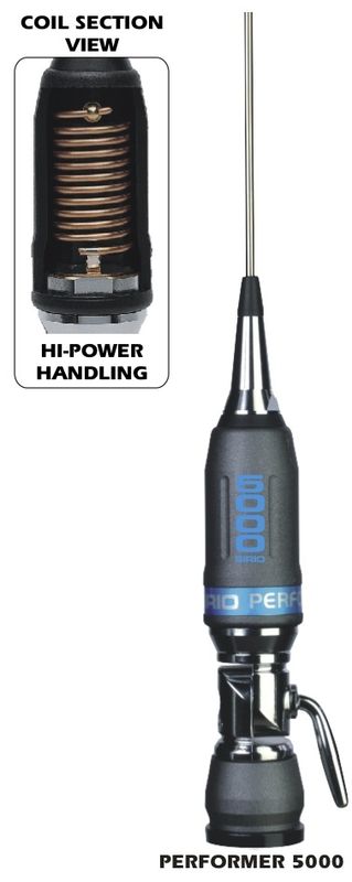 SIRIO PERFORMER 5000 - Antenna alte potenze CB completa di base e cavo RG58