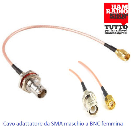 Cavetto adattatore da SMA Maschio a Femmina BNC lunghezza 20 cm RG-316 teflon