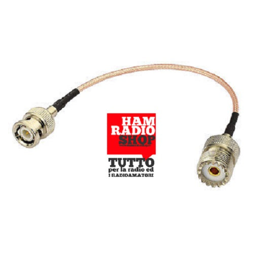 Cavetto adattatore da BNC Maschio a Femmina UHF SO239 lungh. 20 cm RG-316 teflon