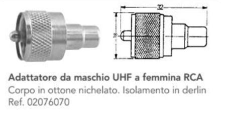 ADATTATORE DA MASCHIO UHF A FEMMINA RCA